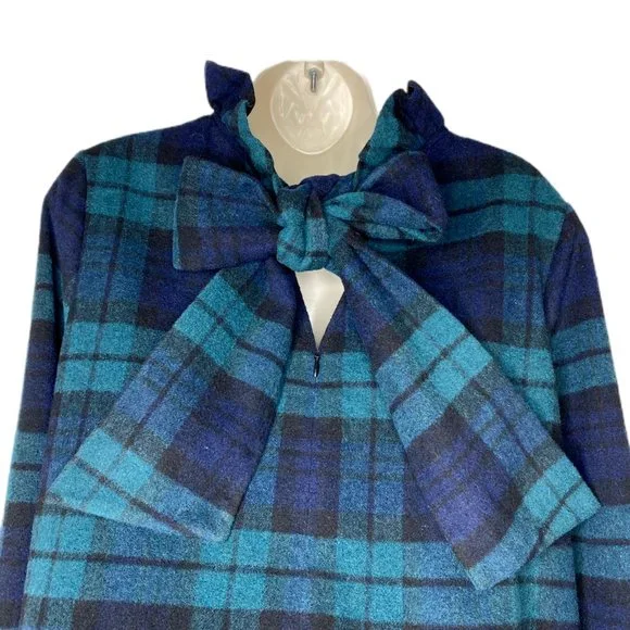 Tuckernuck | NEW Blackwatch Plaid Schoolgirl Bow Wool Faye Blouse Size M - Picture 8 of 11